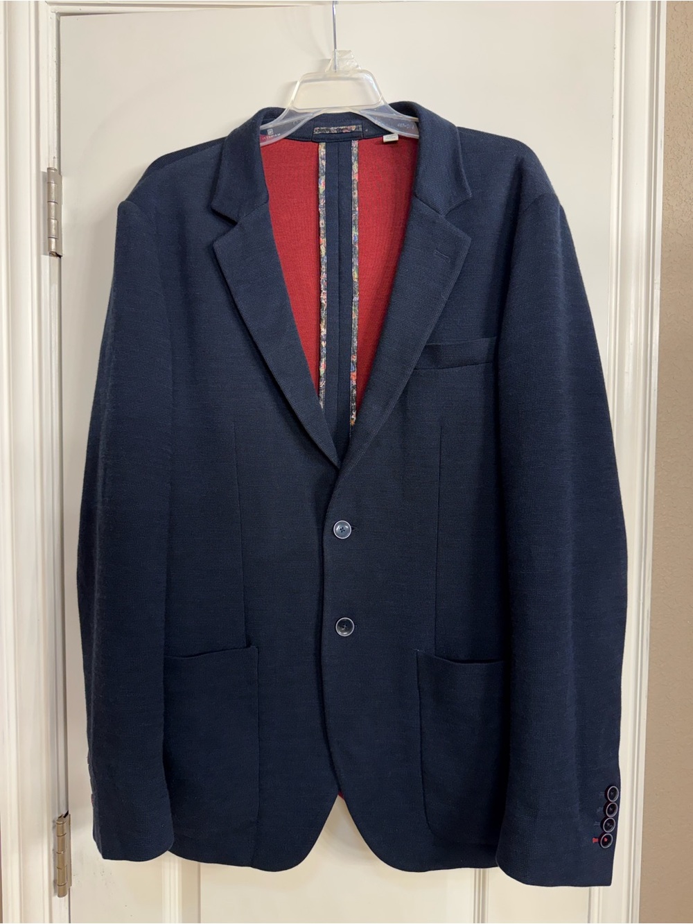Robert Graham "Sheffield" Navy Blue Knit Blazer Sport Coat Size 40